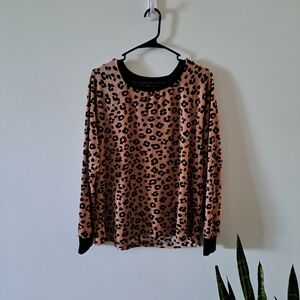 Kate Spade Velour, Cheetah Leopard Print Top Size XL
